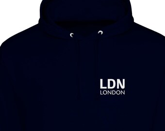 LDN London Hoodie - Union Jack Graphic, Unisex Cotton Blend