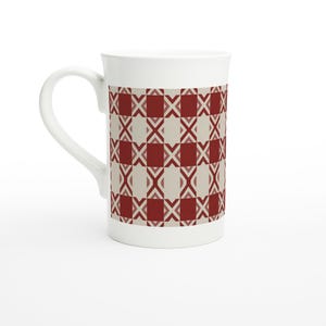 Charmante Vichy-Muster-Tasse - Porzellan-Kaffeetasse - Ideales Geschenk