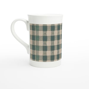 Charmante Vichy-Muster-Tasse - Porzellan-Kaffeetasse - Ideales Geschenk