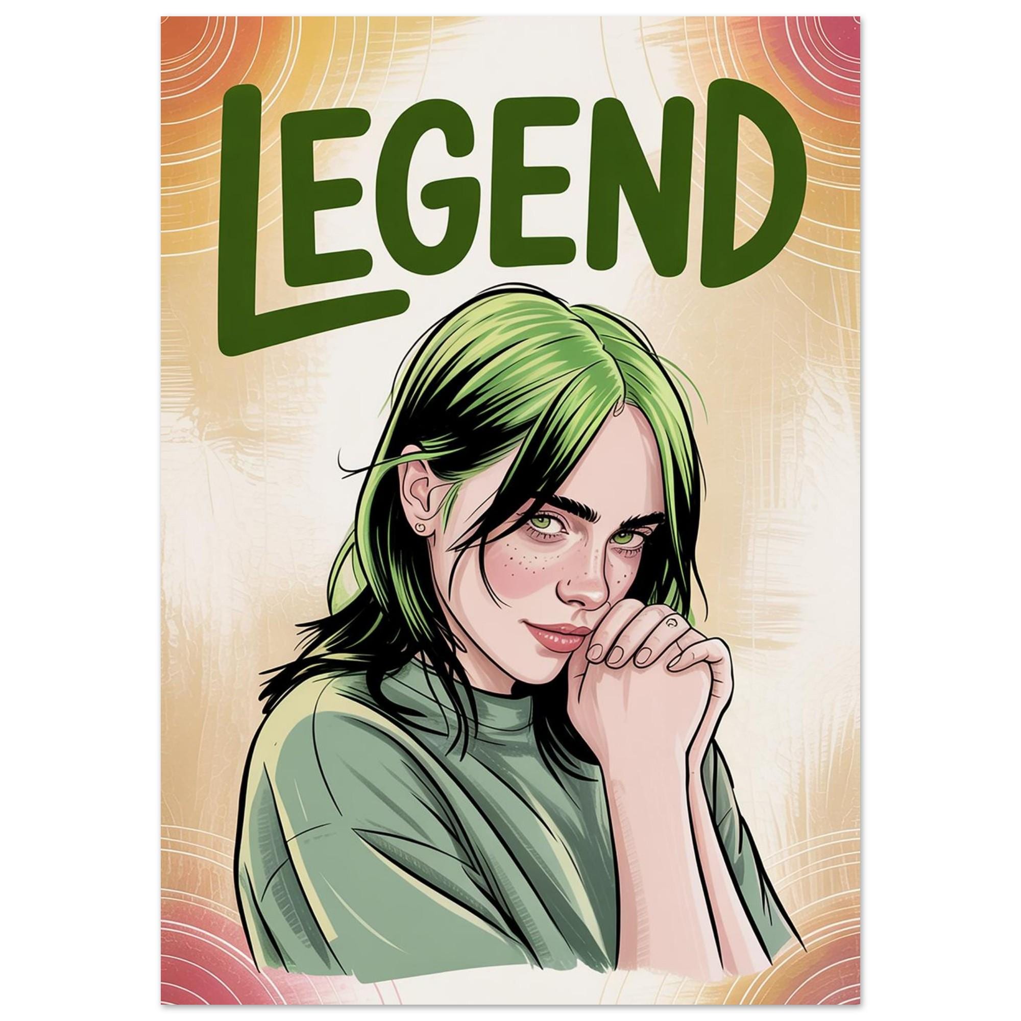 Billie Eilish Poster Green - Etsy