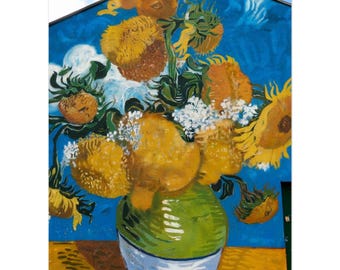 Van Gogh Sunflowers Graffiti Mural Print - Vibrant Fine Art Poster - Eco-Friendly Art Decor