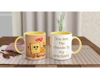 Cheesy Love Ceramic Mug - Fun Gift Saying 'You Are The Cheese To My Crackers'