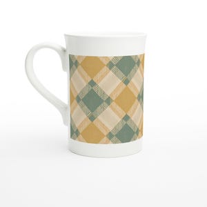Charmante Vichy-Muster-Tasse - Porzellan-Kaffeetasse - Ideales Geschenk