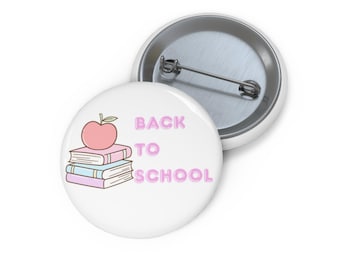 Back to School Book Stack Pin Button | Apple Badge