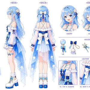 Benutzerdefinierter Charakter-Referenzbogen | VTuber Charakterdesign