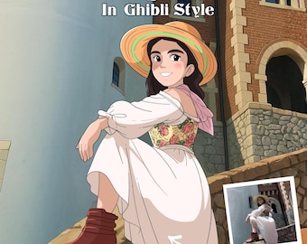 Retrato personalizado de Ghibli / Arte de personajes de anime al estilo Studio Ghibli / Ilustración personalizada