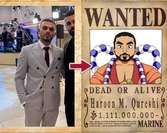 Custom One Piece Anime Portrait, Personalized Wanted Poster (Digital File)