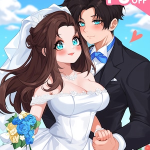 カスタムアニメポートレートカップル、アニメギフト、アニメポートレートかわいい漫画、カップルギフト、誕生日、クリスマス家族、記念日