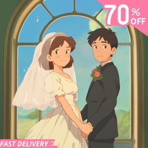 Custom Ghibli-Style Art | Anime Portraits for Couples, Families & Pets, Anime From Photo, Personalized Anime, Mother Day Gift