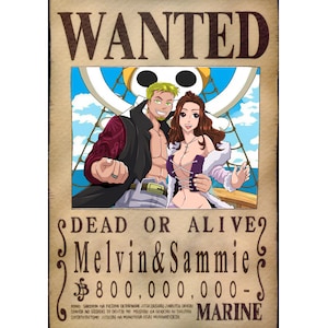 Cartaz de procurado personalizado, retrato de anime One Piece, retrato de anime personalizado, retrato de anime One Piece totalmente personalizado, cartaz de procurado de anime personalizado