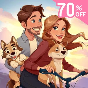 Custom Disney Potrait - Disney Style Character, Personalised Family Portrait, Cartoon Portrait From Photo, Disney Style Couple, Digital File