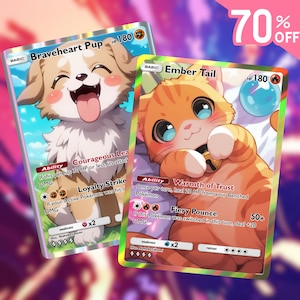 Carte Fakemon personnalisée, Fakemon Saint-Valentin, animal de compagnie personnalisé, portrait d'animal de compagnie personnalisé, commission de carte Fakemon, cadeau d'anniversaire personnalisé
