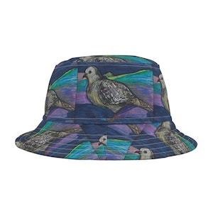 JAMO Pigeon Colorful Bird Art Bucket Hat, Unique Summer Accessory, Gift for Nature Lovers, Trendy Headwear, Festival Hat, Beach Fashion