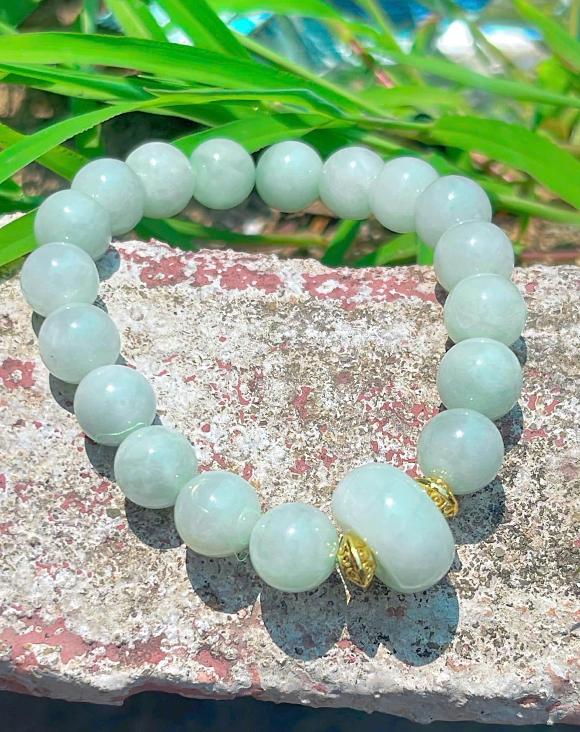 Natural Type A Jadeite Donut Bracelet, Genuine Jadeite Jewelry for