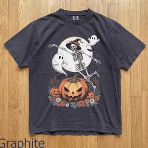 Comfort Colors Cottagecore Skeleton Shirt, Cute Ghost Witchy Halloween Tee, Floral Dancing Skeleton Pumpkin Fall Vintage Style Gift
