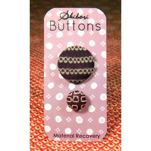Shibori Fabric Buttons - Garnet Pale Green and Pink Recycled Antique Fabric Covered Buttons