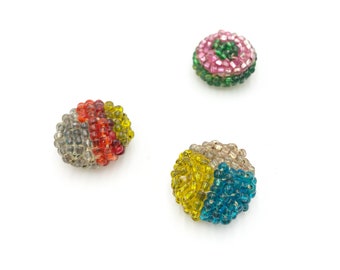 Vintage 1980s Colorful Beaded Drops - Set of Three