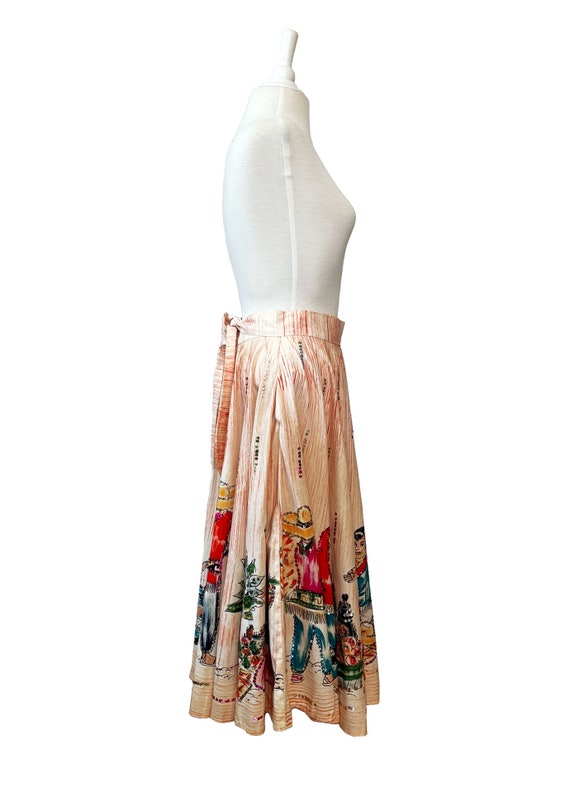 Vintage 1950s Hand Painted Sequined Circle Skirt - image 3