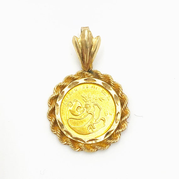 Pure Quarter Ounce Gold 25 Yuan Chinese Panda Coin in Bezel 18 Inch Italian  14kt Necklace - Etsy