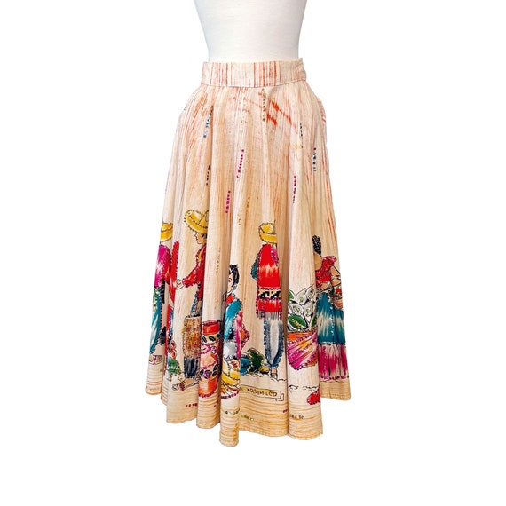 Vintage 1950s Hand Painted Sequined Circle Skirt - image 1