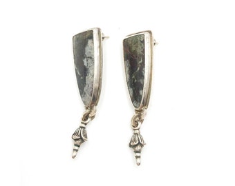 Vintage 1990s Picasso Marble & Sterling Silver Earrings