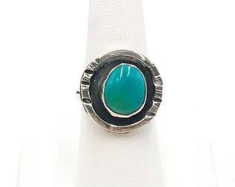 Vintage 1970s Navajo Turquoise Sterling Silver Ring