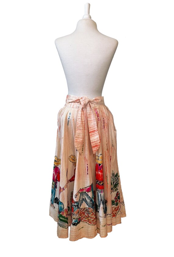 Vintage 1950s Hand Painted Sequined Circle Skirt - image 2