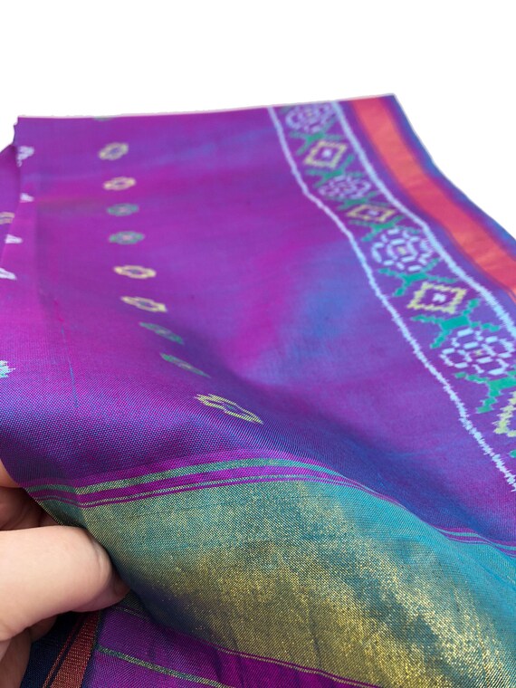 Vintage Indian Iridescent & Metallic Banarasi Dup… - image 4