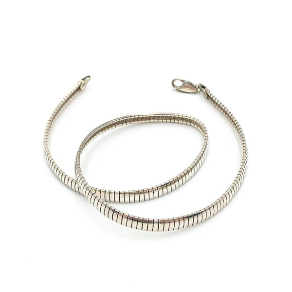 Vintage 1980s Sterling Silver 6mm Omega Snake Chain