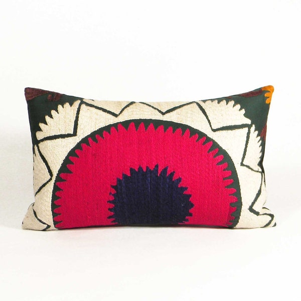 Suzani Pillow - Hot Pink Ultramarine Half-Whorl - 10 x 16