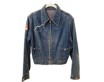 Vintage 1940s Levis Denim Shorthorn Zipper Jacket, Vintage Workwear, Vintage Levi's, Vintage Denim, Short Horn