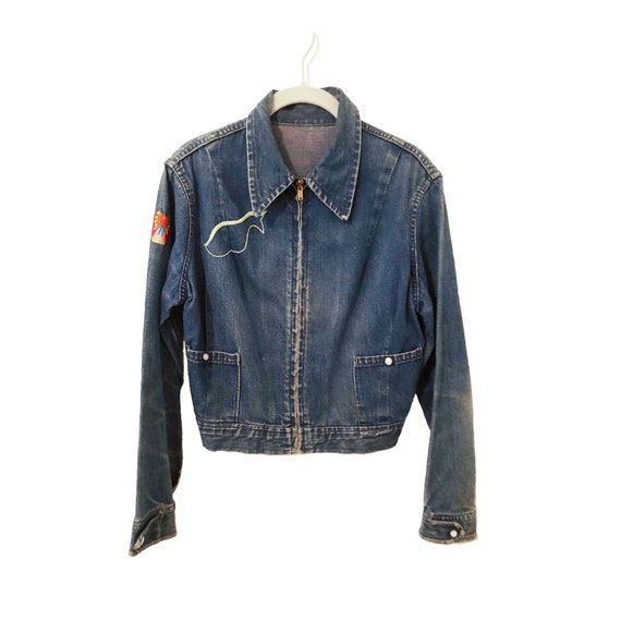 Vintage 1940s Levis Denim Shorthorn Zipper Jacket… - image 1