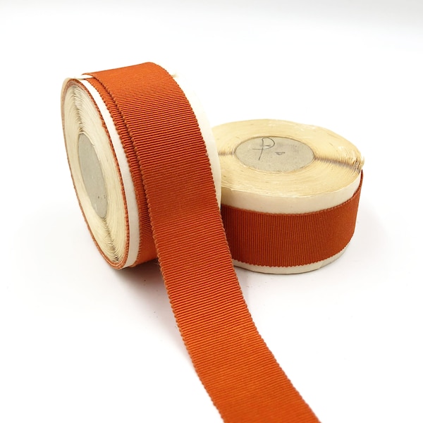 Vintage 1950s Milliners French Belting Grosgrain Ribbon - 1-1/8" Burnt Orange