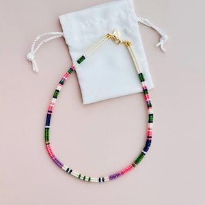 Handgewebte perlenkette | Fischgrät rocailles perlenkette | Handgemachte mehrfarbige Glasperlenkette | Sommer Schmuck