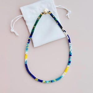 Handgewebte perlenkette | Fischgrät rocailles perlenkette | Handgemachte mehrfarbige Glasperlenkette | Sommer Schmuck