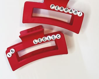 Ferrari: Ferrari F1 Hair Claw - Custom Lewis Hamilton 44 or Charles Leclerc 16 - Ferrari Fan Gift - Red Formula 1 Accessory for Her