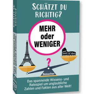 Mehr oder Weniger Kartenspiel  Ratespiel für Teenager & Erwachsene Spiel ab 2 Personen Gesellschaftsspiel-e Spiele zu zweit Schätzspiel Quiz