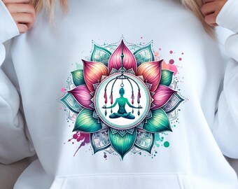 Yoga Lotus Mandala PNG, Meditation spirituelle Kunst Sublimation