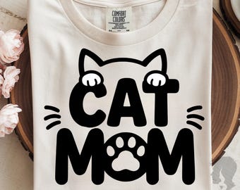 Cat Mom Shirt Design PNG, Funny Pet Lover Graphic (Digital Download)