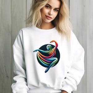 Levendige abstracte dans PNG - clipart regenboogballerina, digitale kunst voor T-shirts en muurafdrukken