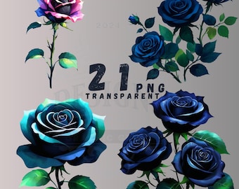 Black Roses Clipart Bundle: Floral PNG Graphics (Digital Download)
