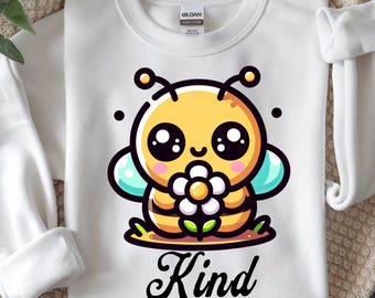 Bee Kind PNG, Cartoon Bee Shirt, Positive Kindness Quote Design Digital Download Sublimation