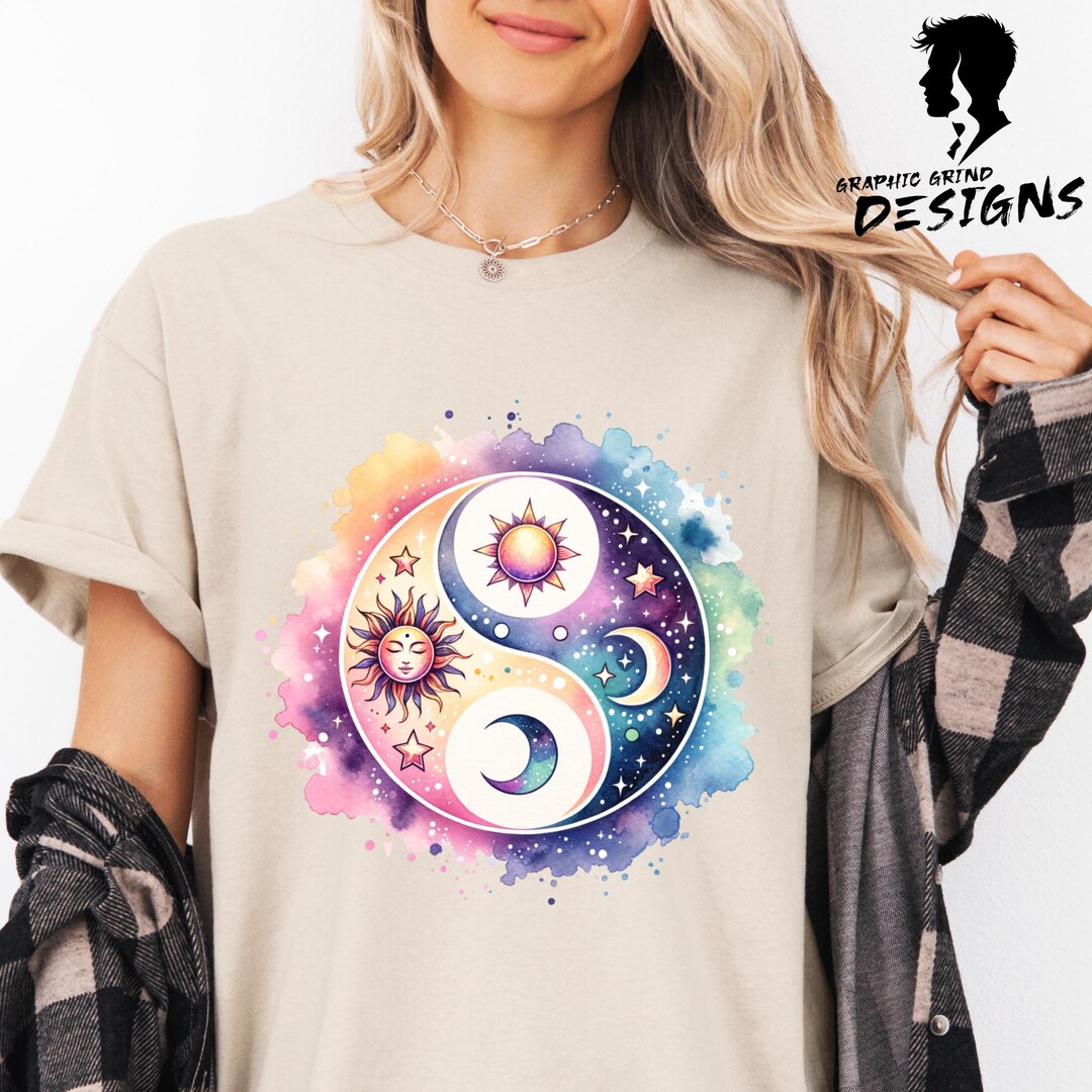 Yin Yang Sun and Moon PNG: Celestial Boho Design (digital Download - Etsy