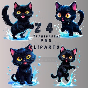 24 PNG Cute  black Kitten Clipart bundle PNG, Adorable Kitten Graphics bundle png, Instant Digital Download, Unlimited Commercial use