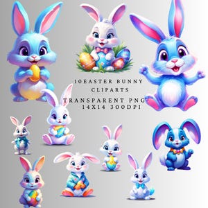 Watercolor Easter Bunny Clipart: Egg Illustrations (Digital Download)