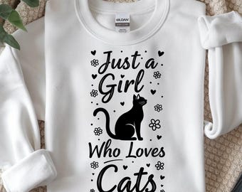Cat Lover PNG, Girl and Cat Sublimation Design (Digital Download)