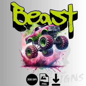 Monster Truck Beast PNG: Sublimation Design for Car Lover Gifts (Digital Download