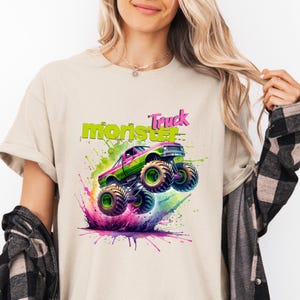Monster Truck PNG - Colorful Off-Road Design, Watercolor Splatter Sublimation, Extreme Sports Clipart, Digital Download for T-Shirts