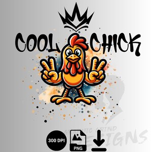 Cooles Küken SVG PNG, lustiges Huhn svg, verrücktes Huhn Png, Bauernhof Tier png, Shirt-Design, digitaler Download