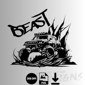 Monster Truck Beast PNG: Sublimation Design for Car Lover Gifts (Digital Download